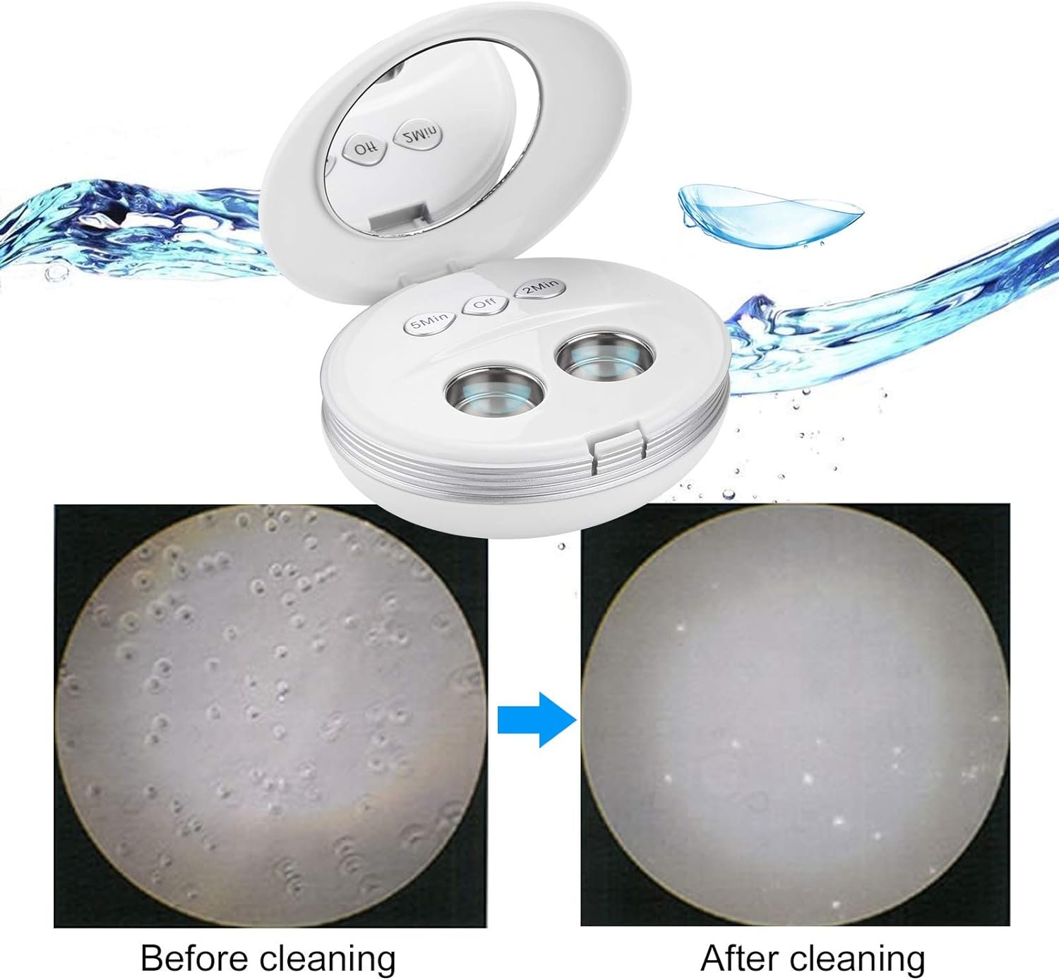 Contact Lens Cleaner Machine, Blumway Ultrasonic Contact Lens Cleaner with USB Charger, Small  Portable, Fit Disposal Soft Lens, Hard Lens, Contact Lens, Colored Lens, RGP Lens  OK Lens