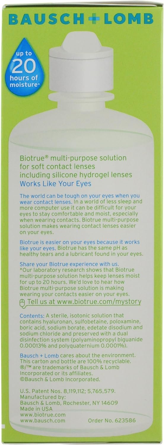 Contact Lens Solution by Biotrue, Multi-Purpose Solution for Soft Contact Lenses, 10 Fl Oz (Pack of 2)