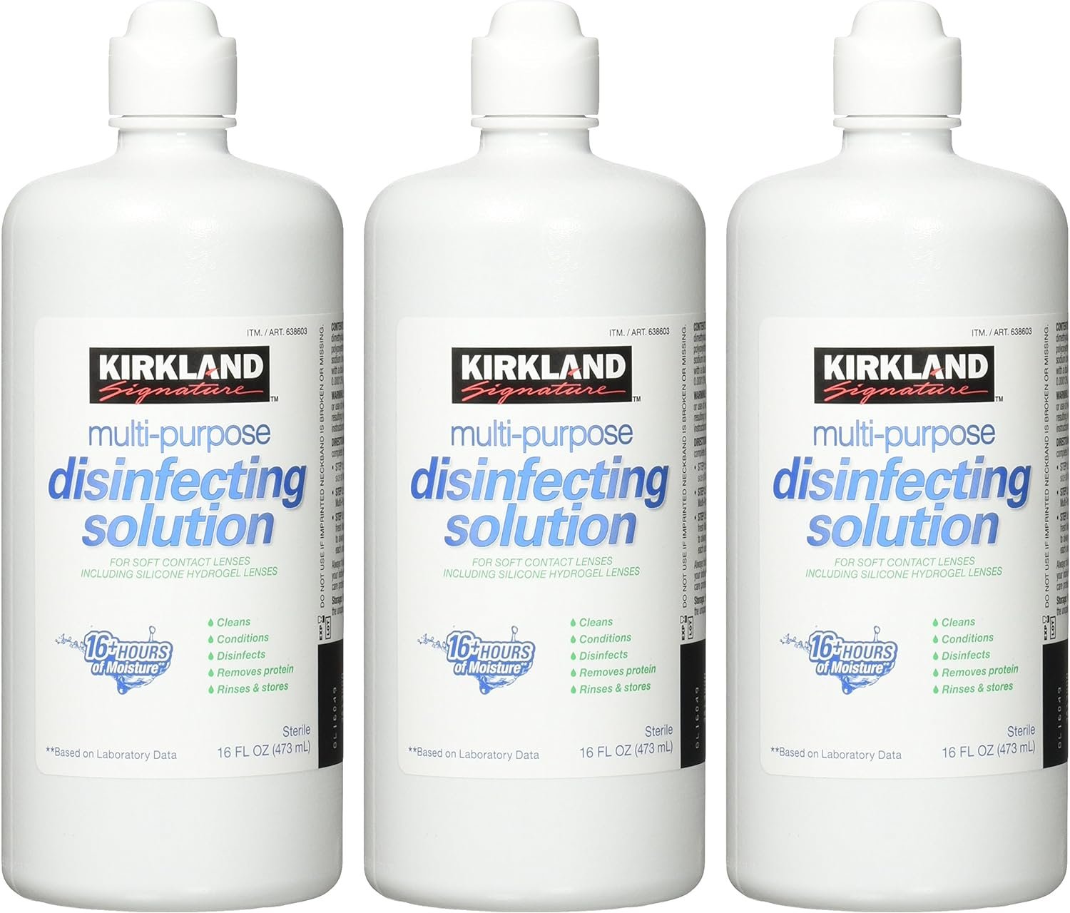 Kirkland Signature Multi-Purpose Disinfecting Solution for Soft Contacts 3pack 16oz each