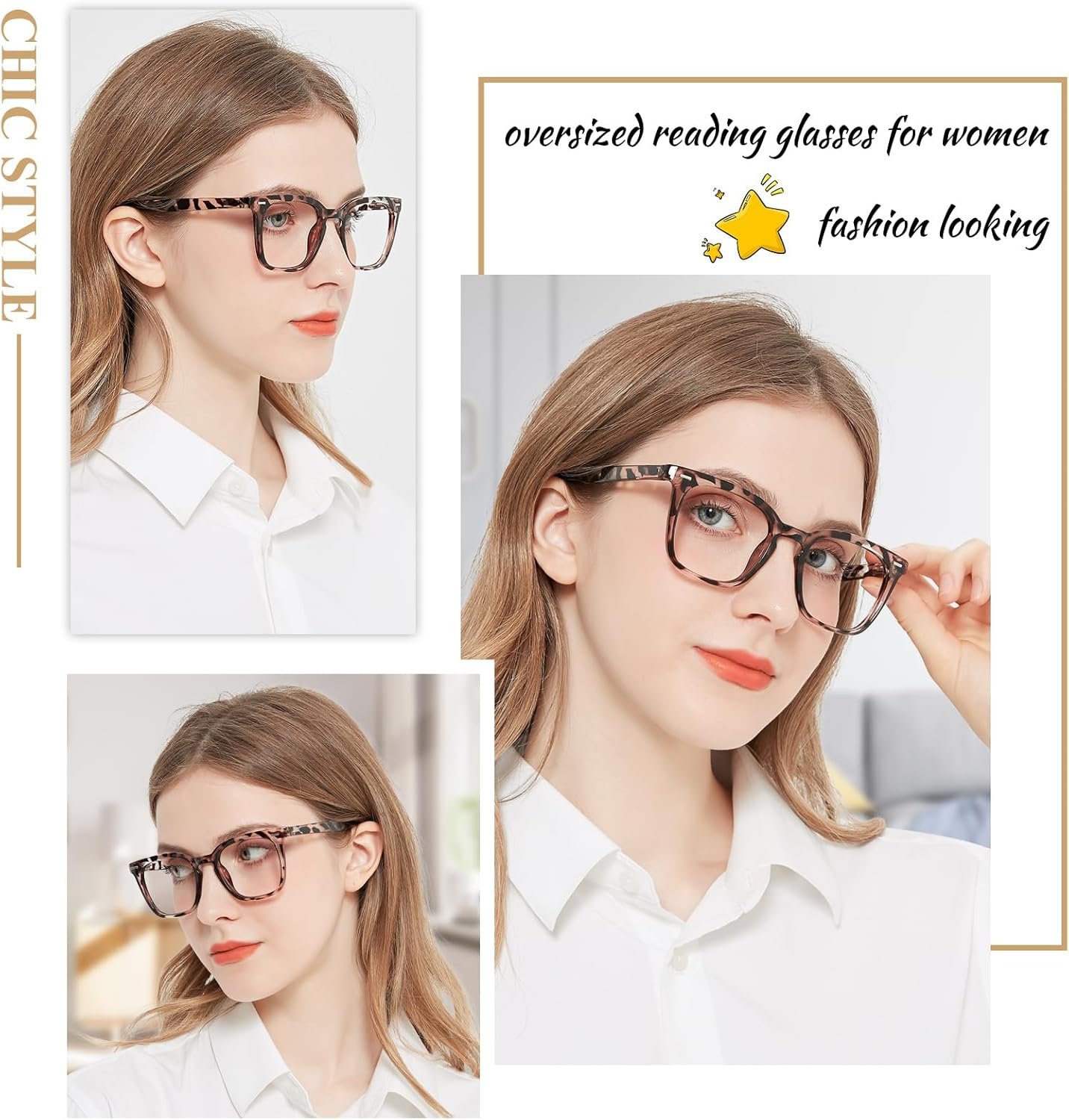 OCCI CHIARI Trendy Large Reading Glasses for Women Designer Square Readers 1.0 1.5 2.0 2.5 3.0 3.5 4.0 5.0 6.0