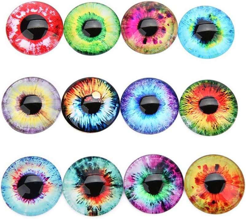 20 Pcs 20mm Mixed Style Eyes Round Time Gem Cover Glass Cabochon Dome Jewelry Finding Cameo Pendant Settings