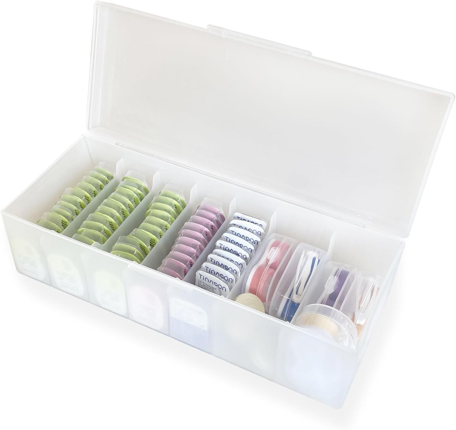 LCFALO Daily Colored Contact Lenses Storage Organizer, Frosted Plastic Travel Cute Multifunctional Daily Use Colored Contact Lens Case for All Brands Daily Lens (White)