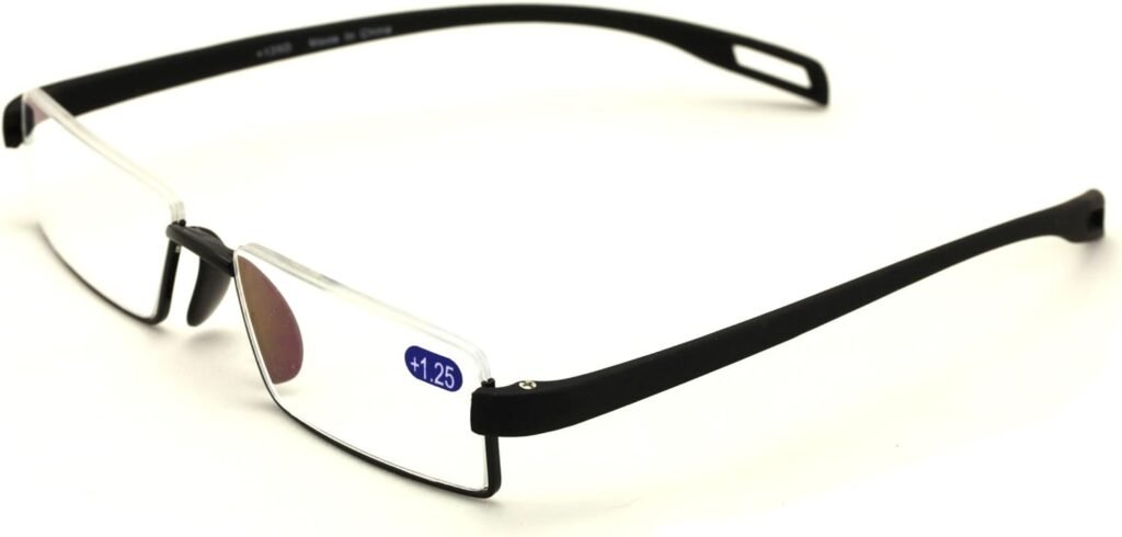 Featherweight Slim Half Rim Memory Flex Reading Glasses With Anti-reflective AR Coating